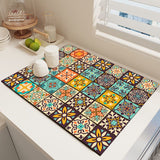 Diatom Mud Kitchen Counter Mat - Quick Dry Absorbent Non-Slip Draining Pad for Sink Benchtop 50cm x 80cm(Shadows on the Lattice Window)