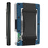 Navy blue Slim RFID Blocking Aluminum Card Holder - Metal Wallet with Cash Strap Minimalist Card Case