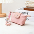 Pink Mini Nylon Coin Purse with Wrist Strap - Compact Zipper Key Holder Pouch for Cards Lipstick and Earphones