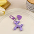 2-Piece Purple Balloon Dog Keychain Set with Heart Charm Bag Pendant Cute Couple Gift