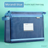 Morandi blue Double Layer Mesh File Bag with Handle Large Capacity Student Subject Organizer