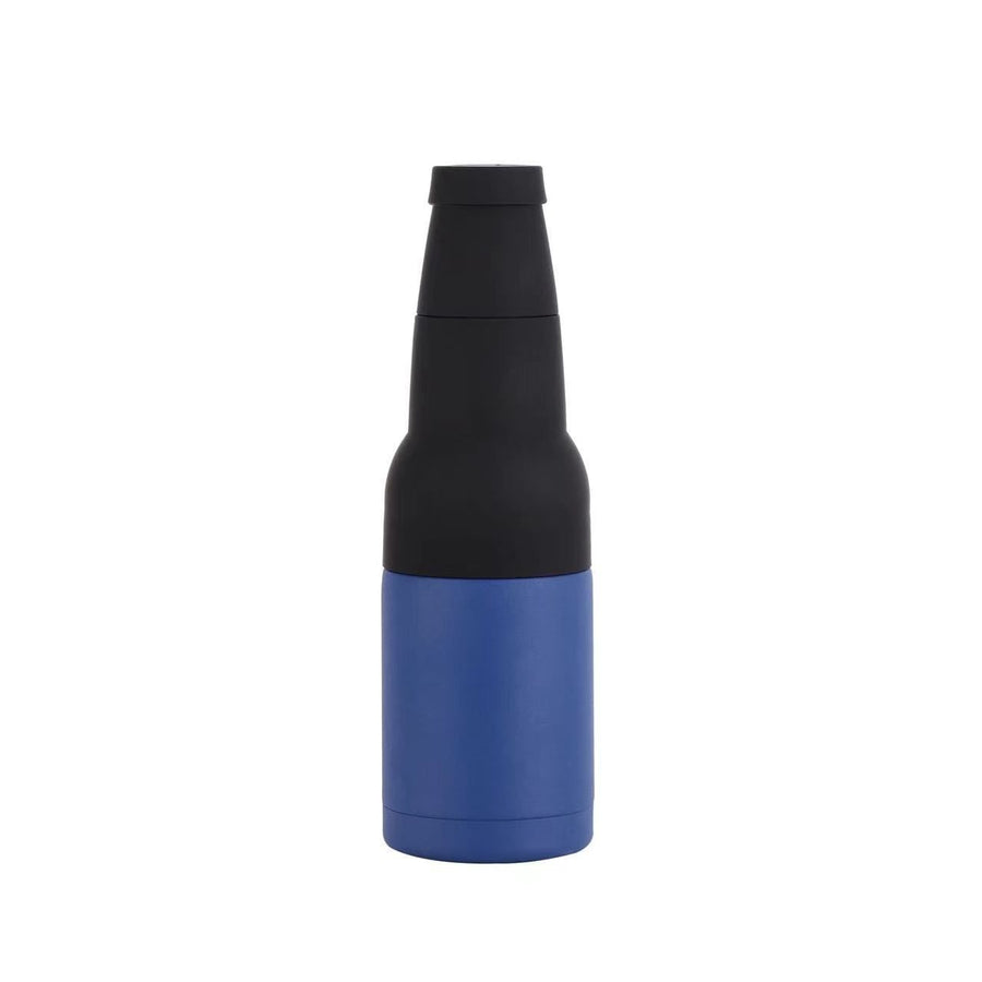 3-in-1 Beer Bottle Insulated Tumbler and Can Cooler with Bottle Opener – Double Wall Stainless Steel Soda Can Insulator & Holder for Car Outdoor Beverage Storage, 12oz Blue
