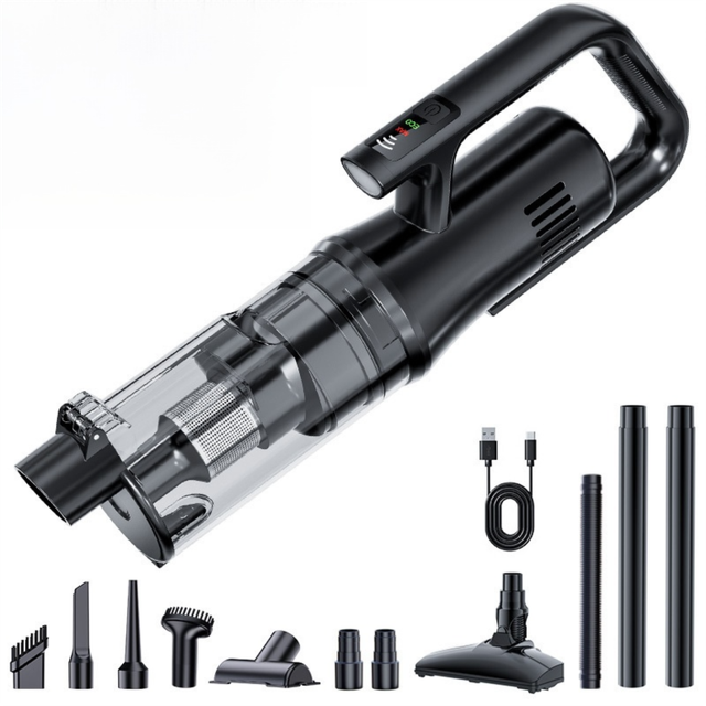 Black Cordless Handheld Vacuum Cleaner & 180°Swivel Mop with 6 Brush Attachments & LED Light for Home Car - 18KPA Strong Suction, Portable Typec Charging, Battery Digital Display, One Touch Emptying Dust Cup and Cyclone Dust Separation