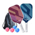 Fantasy Purple and Blue Striped Fiberglass Pickleball Paddle Set – 4 Balls & 2 Lightweight Shock-Absorbing Rackets with Versatile Carry Bag for Outdoor Play