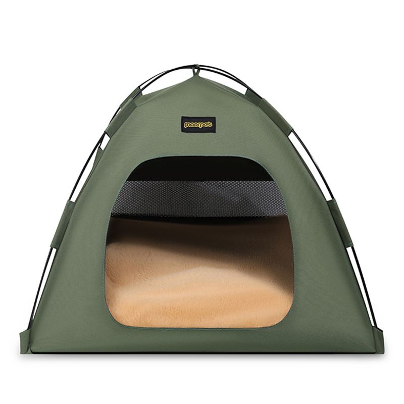 Green All-Weather Portable Pet Tent with Dual-Sided Cushion & Insect-Proof Mesh – M Size 50 x 50 x 45 cm, Waterproof & Sun-Proof Outdoor Four Corner Dome Kennel for Dogs & Cats Travel Camping