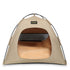 Khaki All-Weather Portable Pet Tent with Dual-Sided Cushion & Insect-Proof Mesh – M Size 50 x 50 x 45 cm, Waterproof & Sun-Proof Outdoor Four Corner Dome Kennel for Dogs & Cats Travel Camping