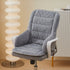 Grey Premium Quilted Plush Integrated Seat Cushion & Backrest – Thickened Lumbar Support Pad with Detachable Armrests, Secure Buckle and Washable Cover for Office Chair Long Sitting