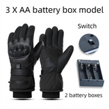 Winter 3 Level Intelligent Heated Gloves with Touchscreen Fingertip & Protective Shell - Waterproof Thermal Gloves for Skiing & Outdoor Sports, 360° All-Finger + Hand's Back Large Heating Coverage (Battery Operated) 