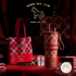 Red British Equestrian Plaid 710ML Insulated Travel Mug with Dual-Drink Lid, Straw & Straw Cap - Ceramic Liner Car Coffee Tumbler with Tea Water Separator Ball and Matching Protective Sleeve (Delux Gift Box)