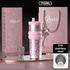 710ML Pink Luxury Gradient Textured Aurora Starry Night Insulated Travel Mug (Bow Pendant Gift Box) – 316 Stainless Steel Car Coffee Tumbler with Pop-Up Straw Dual Lid, Sinking Tea Infuser Ball and Cup Sleeve