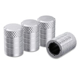 4-Pack Silver Aluminum Car Tyre Valve Stem Caps - Heavy Duty Dustproof Air Valve Covers with Internal Anti-Seize Plastic Lining for Cars SUVs Trucks