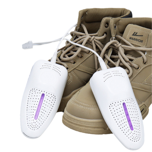 White USB shoe dryer pair with violet light