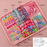 875-Piece Cute Hair Accessories Gift Set with Elastic Rubber Bands & Hair Clips Organizer Box - Perfect Gift for Girls