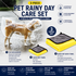 3 Piece Rainy Day Pet Care Set - XL Size Waterproof Dog Hooded EVA Transparent Raincoat with Full-Coverage Poncho Design Adjustable Snaps and Leash Access, Free High Absorbency Quick Dry 30 × 30cm Towel and 140 × 70cm Large Bath Towel for Small Medium Lar