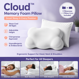 White Cloud Memory Foam Cervical Support Pillow Core and Cover (71 x 38 x 13CM) – Ergonomic Neck Orthopedic Contour Pillow for Side Back & Stomach Sleepers, Deep Sleeping and Pressure Relieving