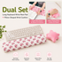 Pink Ergonomic Plush Wrist Rest 2PCS Set – 80×20cm Keyboard Wrist Pad + Pillow-Shaped Wrist Support Cushion with Strap (7.5×7cm) – Anti-Slip Memory Comfort Pad for Typing Gaming & Office Use