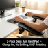 2 Pack Black 180° Rotating Ergonomic Arm Rest for Desk – Clamp On Computer Wrist & Elbow Support, No-Drill Installation (27×14cm)