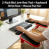 4-Piece Black Red Ergonomic Desk Arm Rest & Wrist Support Set with 2 Pack Clamp-On 180° Rotating Arm Rests + Memory Foam Keyboard Wrist Rest + Mouse Wrist Pad - Anti-Slip, Easy Clean and Pressure Relief for Home Office & Gaming Use