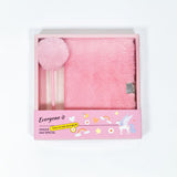 Pink Plush A5 Notebook and Pom Pom Pen Gift Box with Privacy Lock & Key - Soft Faux Fur Diary, Secure Personal Journal, Perfect Gift-Ready Stationery for Girls and Teens