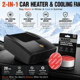 Black Compact 360° Adjustable Car Heater Fan with 20PCS Removable Nano Double Sided Adhesive Pads - Fast Defrost & Demister, Dual Mode Heat & Cooling Fan, Free No Trace Mounting Kit for Car Interior and Home Use