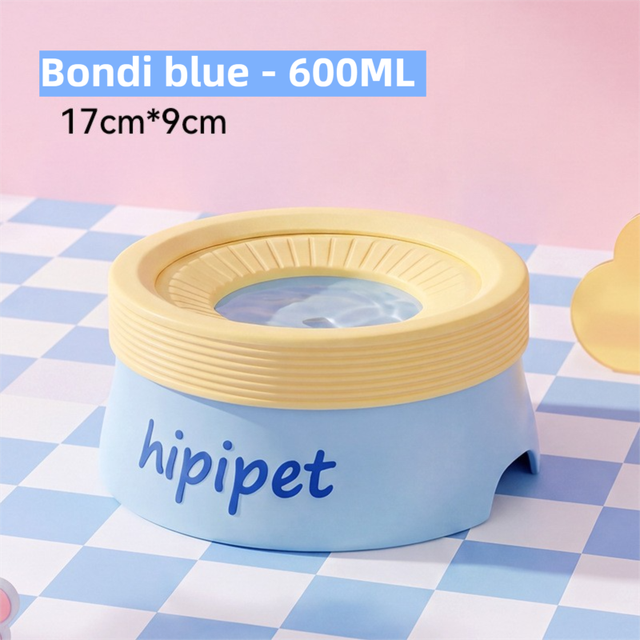 Bondi Blue 600ML Large No Spill Slow Water Dog Bowl, Pet Water Feeder with Floating Disk - Anti Wet Mouth and Cleaner Drinking, Food Grade PP & TPR, Fully Removable & Easy Clean