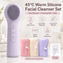 Purple 45°C Constant Heating Silicone Facial Cleansing Brush and 3pcs 8-Layer Fine Foaming Nets Set - Electric Sonic Face Scrubber with Dual-Sided Cleaning Surface & 3-Speed Vibration Massage, IPX7 Waterproof Skincare Absorption and Massage Device
