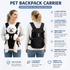 Black Hands Free Adjustable Dog Carrier Backpack with 3-Point Support, Reserved Tail Opening and Wide Padded Straps - Chest & Back Dual Use, Breathable on Both Sides and Quick-release Safety Buckles for Walking Bike Travel Outdoor Use, S Size