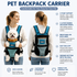Blue Hands Free Adjustable Dog Carrier Backpack with 3-Point Support, Reserved Tail Opening and Wide Padded Straps - Chest & Back Dual Use, Breathable on Both Sides and Quick-release Safety Buckles for Walking Bike Travel Outdoor Use, M Size