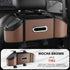 Mocha Brown Multifunctional Car Seat Back Storage Boxand Trash Can – PVC Leather Vehicle Hanging Organizer with Tissue Box Holder, Cup Holder, Phone Stand and Dual Hooks for Tidy Daily Commuting & Road Trip