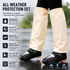 Beige Waterproof Windproof Cycling Shoe Covers & Long Half Rain Pants Set – 2 Pairs Nonslip Reflective Half Toe Shoe Covers and 1 Pair Quick Pull-On Adjustable Leg Covers 3XL for Commuting, Hiking and Outdoor Riding