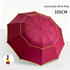 Wine Red Compact 3-Folding Automatic Golf Umbrella, 42 Inch Large Coverage Double Canopy with 10 Steel Windproof Ribs, Waterproof Impact Cloth for Men and Women, Outdoor Sports Sun & Rain Protection