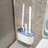 Blue Toilet Brush Set with Holder - 3-in-1 Wall Mounted Bathroom Cleaning Kit, TPR Soft Bristle & 360° Globe Brush, No-Drill Adhesive Base, Space Saving Design for Home, Apartment, Rental