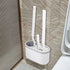 White Toilet Brush Set with Holder - 3-in-1 Wall Mounted Bathroom Cleaning Kit, TPR Soft Bristle & 360° Globe Brush, No-Drill Adhesive Base, Space Saving Design for Home, Apartment, Rental