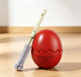 2-piece Red Dinosaur Egg Dog Slow Feeder Toy Set with Cleaning Brush - TPR Interactive Treat Dispenser for Mental Stimulation, Anxiety Relief and Healthy Digestion - Includes Extendable Brush for Easy Cleaning