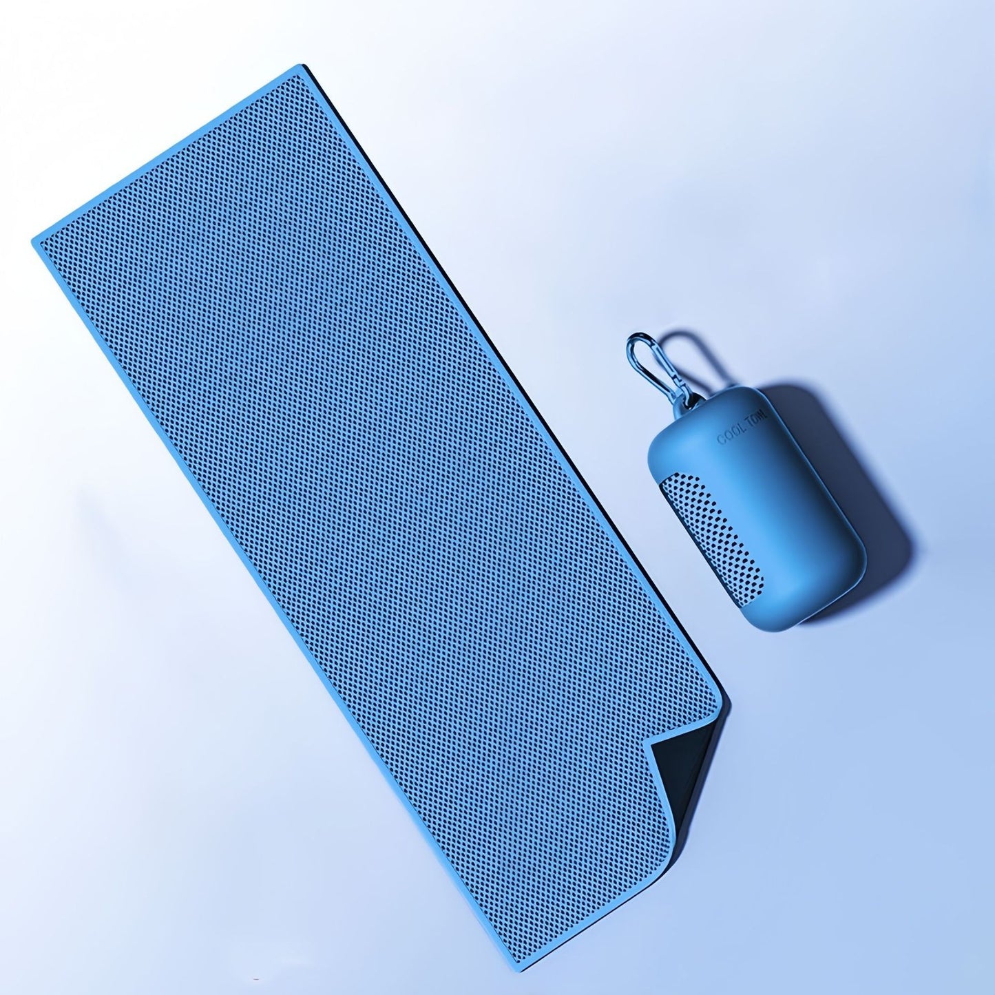 Sky blue Cooling Towel with Silicone Case - Quick Dry Ice Towel for Sports, Gym, Running, Hiking, Breathable Microfiber Fabric with Instant Cooling Effect, Portable Lightweight Design