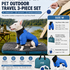 3-Piece Blue Winter Pet Outdoor Travel  Set – blue m size Reflective Dog Puffer Jacket, blue  3m Retractable Leash & blue  Portable Foldable Dog Bed