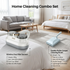 Winter Cleaning Kit White Wireless Dust Mite Vacuum and Blue Double Roller Carpet Brush Combo - UV Light, 500ml Dust Cup, Hot Air Drying, Lightweight PP Carpet Brush for Bed, Sofa and Floor Cleaning