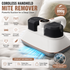 White Wireless Handheld Mite Remover Vacuum - Dual Cup Strong Suction UV Sterilization High Frequency Tapping Portable Bed Sofa Cleaner for Home