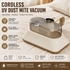 White Cordless UV-C Mite Remover Vacuum - 400ml Dust Cup, High-Frequency Tapping, Ergonomic Handle, Deep Cleaning for Bedding carpet Sofa Pet Hair