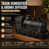Black Retro Train Aromatherapy Humidifier - 300ml Ultrasonic Cool Mist Diffuser with Jellyfish Smoke Ring, LED Night Light  for Bedroom Office Desk Decor
