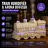 White Retro Train Aromatherapy Humidifier - 300ml Ultrasonic Cool Mist Diffuser with Jellyfish Smoke Ring, LED Night Light  for Bedroom Office Desk Decor