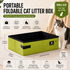 Green Small size Portable Foldable Cat Litter Box - Oxford Fabric Waterproof pet Travel Toilet with High Walls, Lightweight 350g Design for Road Trips Camping and Pet Transport