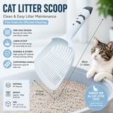 Blue Large-surface cat litter scoop—made of PP material, featuring a fine-mesh design and an ergonomic handle; 28 cm in length. Suitable for tofu litter and clumping litter; an easy-to-clean tool for clearing away pet waste
