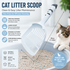 Blue Large-surface cat litter scoop—made of PP material, featuring a fine-mesh design and an ergonomic handle; 28 cm in length. Suitable for tofu litter and clumping litter; an easy-to-clean tool for clearing away pet waste