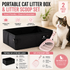 Travel Friendly Pet Toilet Kit - Black Portable Cat Litter Box and Pink Scoop Set - Foldable Oxford Fabric Tray with Waterproof Liner, PP Fine Mesh Scoop for Tofu and Clumping Litter,Suitable for travel and outdoor use