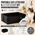 Travel Friendly Pet Toilet Kit - Black Portable Cat Litter Box and White Scoop Set - Foldable Oxford Fabric Tray with Waterproof Liner, PP Fine Mesh Scoop for Tofu and Clumping Litter,Suitable for travel and outdoor use