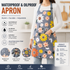 Chrysanthemum pattern Waterproof Kitchen Apron - Oil Resistant Fabric with Adjustable Neck Strap, Large Front Pocket, 70cm Length, for Cooking and Home Cleaning