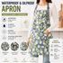 Green grass and small white flower pattern Waterproof Kitchen Apron - Oil Resistant Fabric with Adjustable Neck Strap, Large Front Pocket, 70cm Length, for Cooking and Home Cleaning