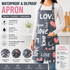"LOVE" letter pattern Waterproof Kitchen Apron - Oil Resistant Fabric with Adjustable Neck Strap, Large Front Pocket, 70cm Length, for Cooking and Home Cleaning