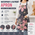 Pink floral pattern Waterproof Kitchen Apron - Oil Resistant Fabric with Adjustable Neck Strap, Large Front Pocket, 70cm Length, for Cooking and Home Cleaning